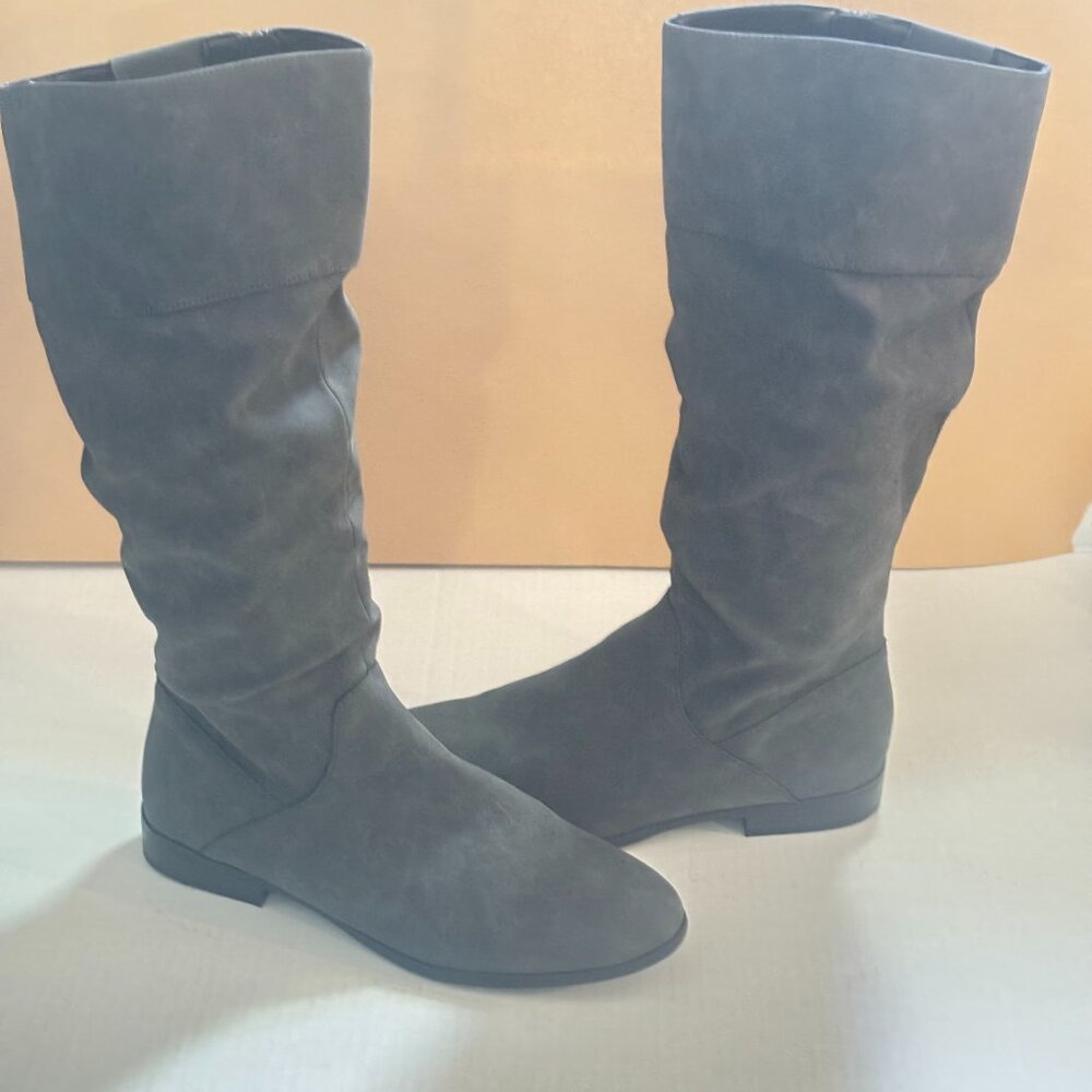 STYLE & CO Kelimae P Scrunched Zip Riding boot Grey Boots Women's 9M
